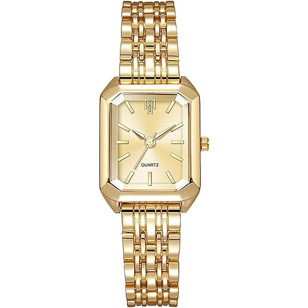 Women's Gold Square Quartz Wrist Watches Steel Strap Casual Charm Fashion